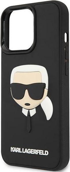 Actual product image Karl Lagerfeld Hard Cover 3D Rubber Karl Head Black, for iPhone 14 Pro, KLHCP14LKH3DBK (Apple iPhone 14 Pro)