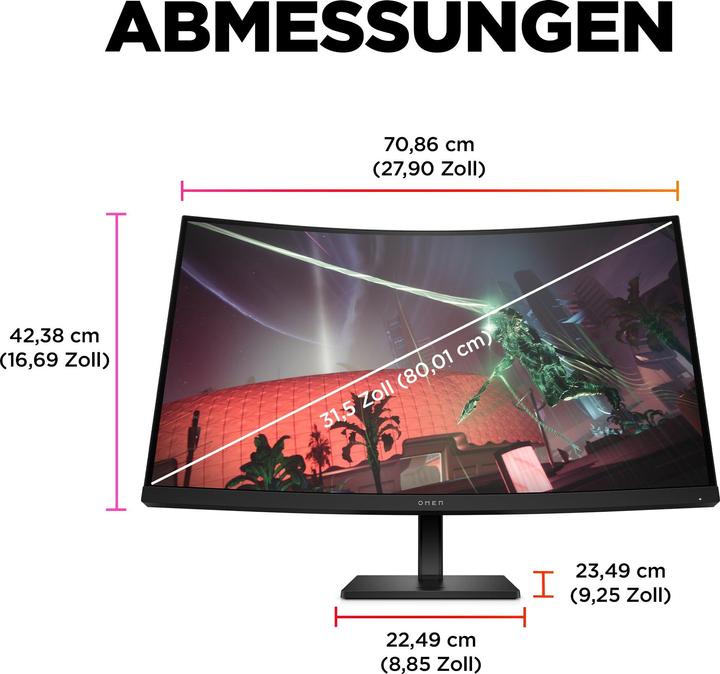 Actual product image HP Omen 32c (2560 x 1440 pixels, 31.50")