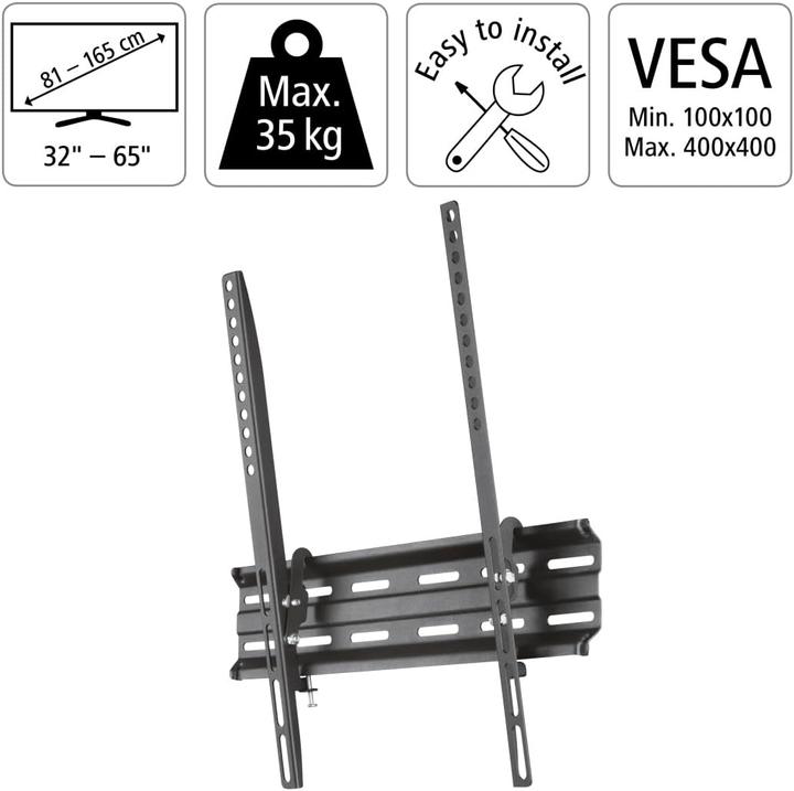 Actual product image Hama TV wall bracket, inclinable, 165 cm (65") up to 35 kg, wall distance 2.8 cm (Wall, 65", 35 kg)
