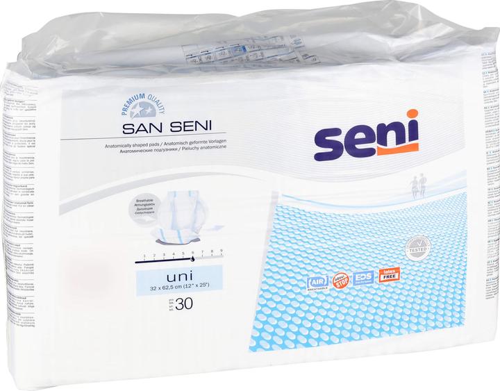 Actual product image Seni Uni pads breathable anatomical 32x62.5cm 6 drops (30 x)