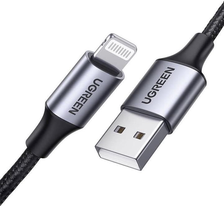 Actual product image Ugreen Lightning USB Nylon Alu MFi (1 m, USB 2.0)