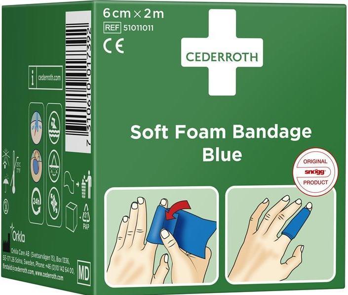 Produktbild Cederroth Pflaster und Bandage Soft Foam selbsthaftend elastisch, blau Rolle 6 cm x 2 m (1 x)