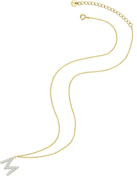 Immagine prodotto Glanzstücke München Lettera M da donna in argento sterling con zirconi in oro giallo 45,0 cm di base + 5,0 cm di (Argento, 40 - 45 cm)