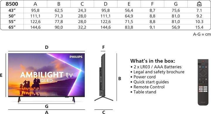 Image du produit Philips 55PUS8500/12 (55", PUS8500, LED, 4K, 2025)