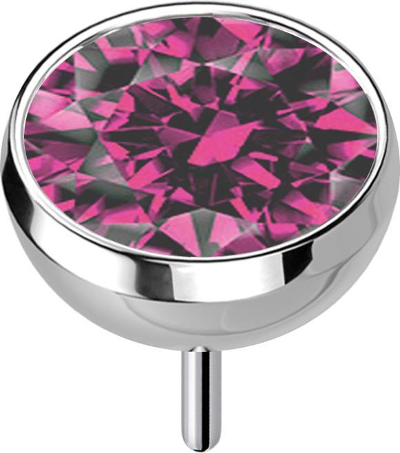 Star Piercing Threadless Halbkugel silber mit Kristall pink (ohne Messing, Titan G23)