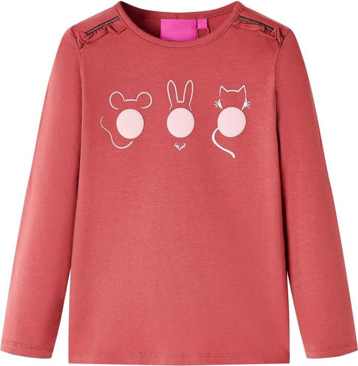 VidaXL Kinder-Langarmshirt Dunkelrosa 116,Material: 95 % Baumwolle (116)