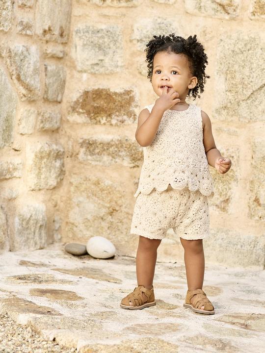 Produktbild Vertbaudet Mädchen Baby-Set: Top & Shorts aus Makramee (80)