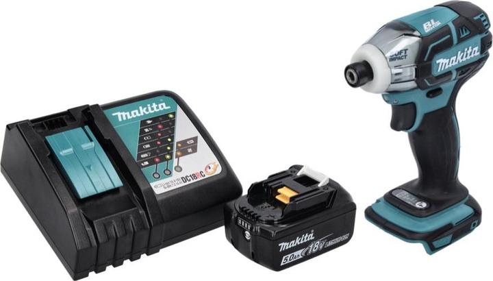Actual product image Makita DTS 141 RT1 Battery impulse wrench 18 V 40 Nm 1/4" Brushless + 1x battery 5.0 Ah + charger (Rechargeable battery operated)