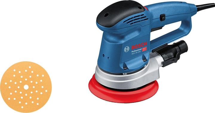 Actual product image Bosch Professional Random orbital sander GEX 34-150, sanding disc, 1 x paper dust bag, 1 x dust extraction pad. (Eccentric grinder, 340 W)