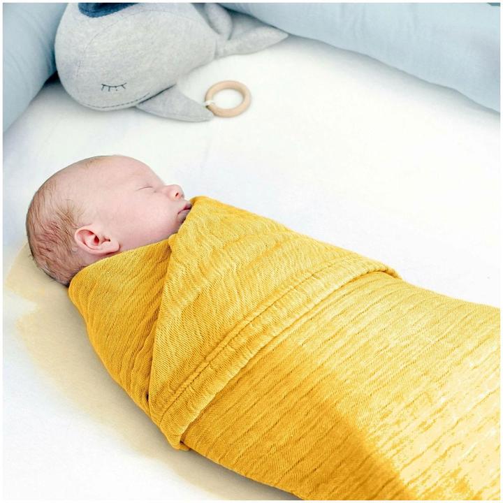 Actual product image nordic coast company 4 in 1 Baby Muslin Blanket Curry Yellow (80 cm, 80 cm)