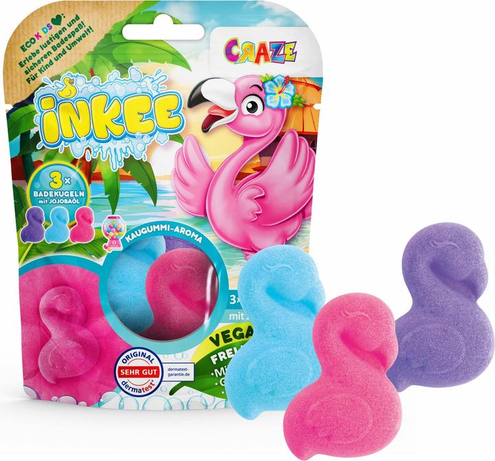 Craze Inkee 3 Flamingo Badebomben mit Jojobaöl (Badekugeln)