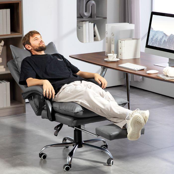 Immagine prodotto Swisshandel24 Bürostuhl mit Liegefunktion, ergonomisch Schreibtischstuhl Drehstuhl Dunkelgrau