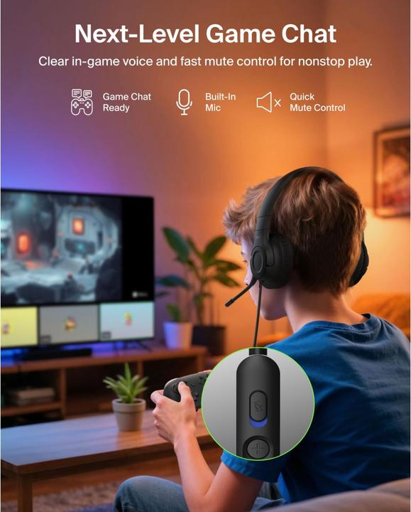 Image du produit Belkin Gaming On-Ear Kopfhörer für Kinder mit Kabel ENA011hqBK