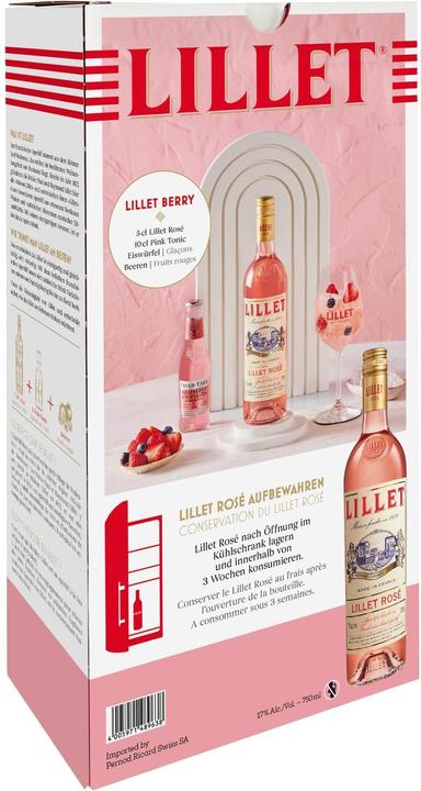 Produktbild Lillet Geschenkset Rosé 0.75 l mit Glas (18 Jahre, 17 %, Frankreich, 1 x 75 cl, Wermut)