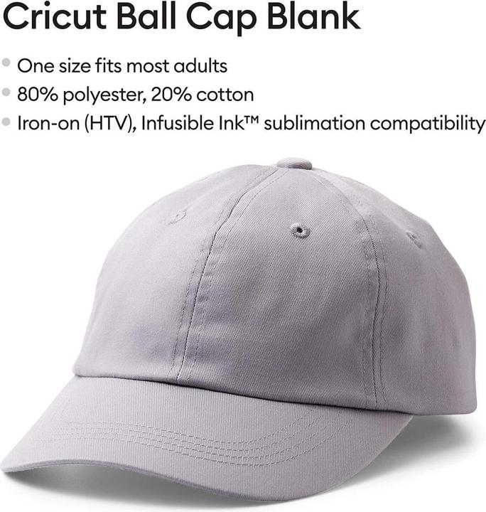 Actual product image Cricut Baseball Cap Infusible Ink 3 pieces, Grey