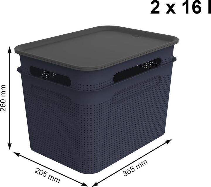 Produktbild Rotho 2er Set Boxen mit 2 Deckel 16 l BRISEN (16 l)