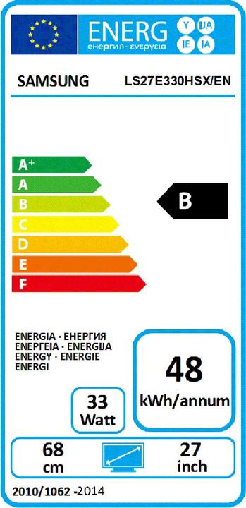 Energy Label Samsung S27E330H (1920 x 1080 pixels, 27")