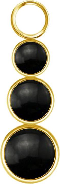 Star Piercing Anhänger vergoldet drei schwarze Onyx Steine (ohne Messing, Chirurgenstahl 316L, Mineralisch)