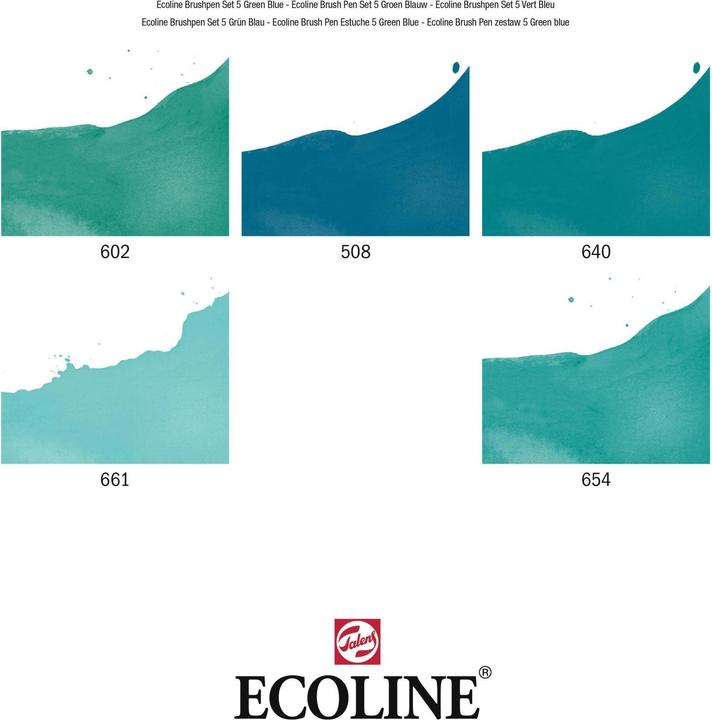 Produktbild Talens Ecoline (Weiss, Grün, Blau, Schwarz, 5 x)