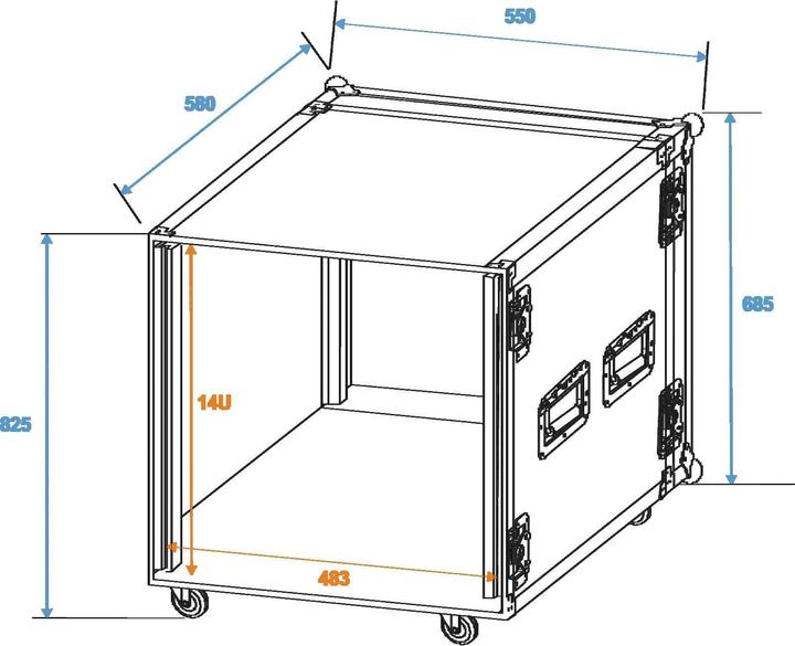 Image du produit Roadinger Rack d'amplification PR-2, 14U, 47cm de roulettes (Amplificateur)