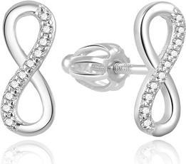 Beneto Fine silver earrings with zircons Infinity AGUP2062S