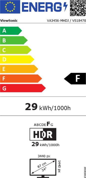 Energy Label Viewsonic VA3456-MHDJ (3440 x 1440 pixels, 34")