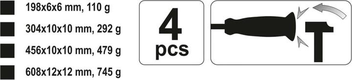 Actual product image Yato 4pcs Gothrough Pry Bar Set (Additional padding)