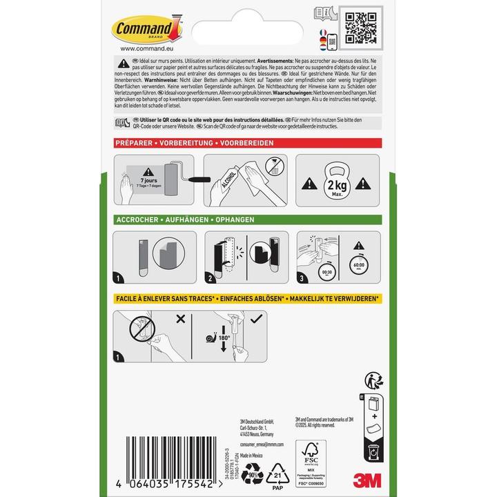 Immagine prodotto 3M Command Haken Command, 3 Stück 2 kg, Weiss, Verpackungseinheit