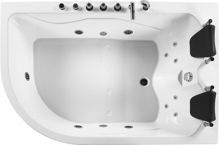 Image du produit Beliani Baignoire à hydromassage blanche modèle d'angle avec LED 180 x 120 cm à gauche CALAMA (437 l, 180 cm, 120 cm)