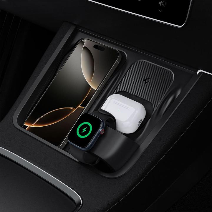 Productafbeelding Spigen Tesla 3 in 1 Wireless Charging Hub Mount black - Tesla Model Y/3