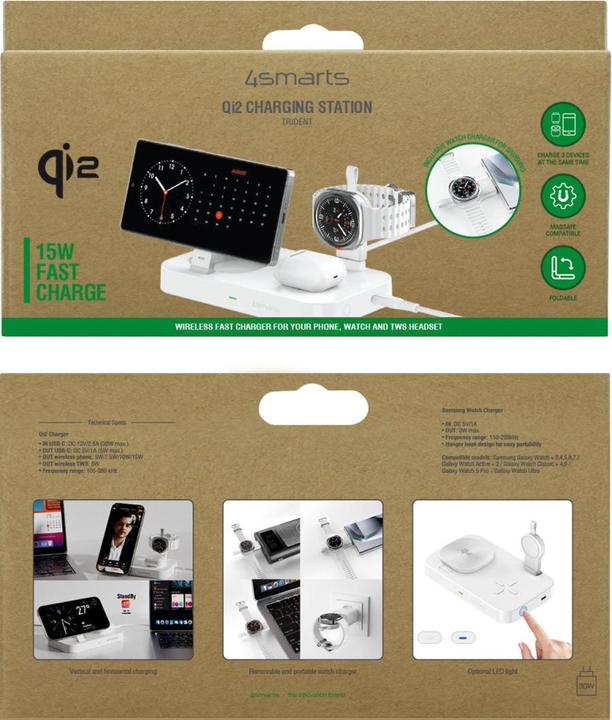 Actual product image 4smarts Qi2 Ladestation Trident mit Charger für Samsung Watch, weiss (25 W)