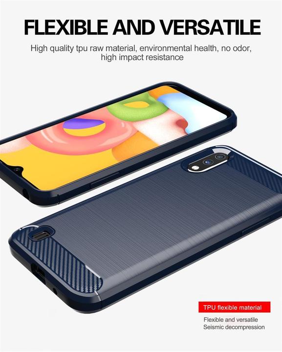 Image du produit Cadorabo TPU Ultra Slim carbon edelstahl Combi Cover (Samsung Galaxy A01)