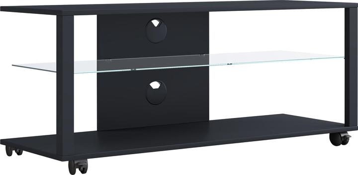 Produktbild VCM Holz TV Lowboard Rollen Fernsehschrank mobil Rack Konsole Möbel Fernsehtisch Fernseh Phono Glas (90 x 41 x 45 cm)