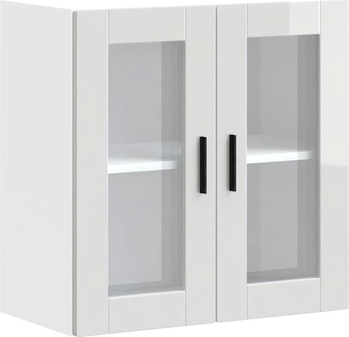 Produktbild VidaXL Küchen-Hängeschrank mit Glastür Porto Hochglanz-Weiss Wandschrank Küche (60 x 31 x 60 cm)