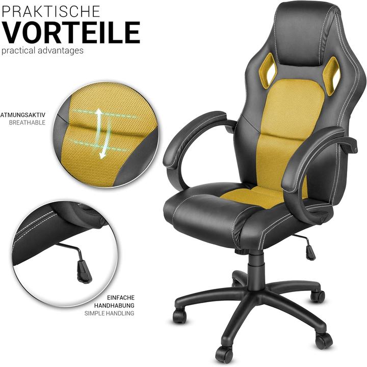 Image du produit Tresko Racing Chefsessel mit Wippmechanik und gepolsterten Armlehnen