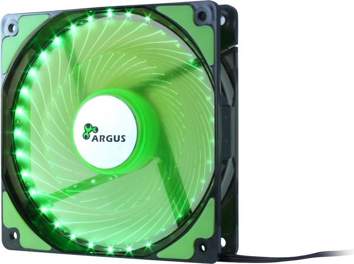 Produktbild Intertech L12025 - 120mm Luefter - gruen 1200U/min 33 LED Spiraleffekt gummierte Auflagen fluid Gleitlager... (120 mm, 1 x)