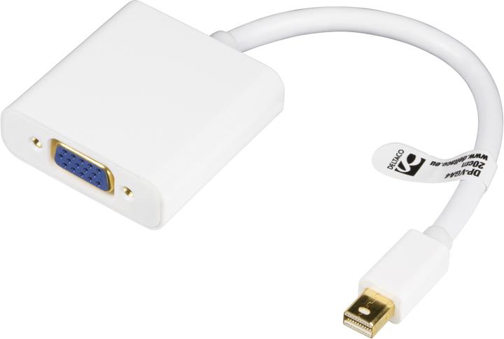 Deltaco DP-VGA4 adaptateur de câble vidéo VGA (D-Sub) DisplayPort Blanc (VGA, 5 cm)