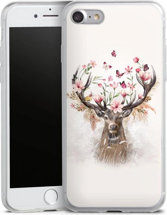 Produktbild DeinDesign Slim Case für Apple iPhone 8 Silikon Hülle Ultra Dünn Handyhülle Blumen Hirsch Tiere (Apple iPhone 8)