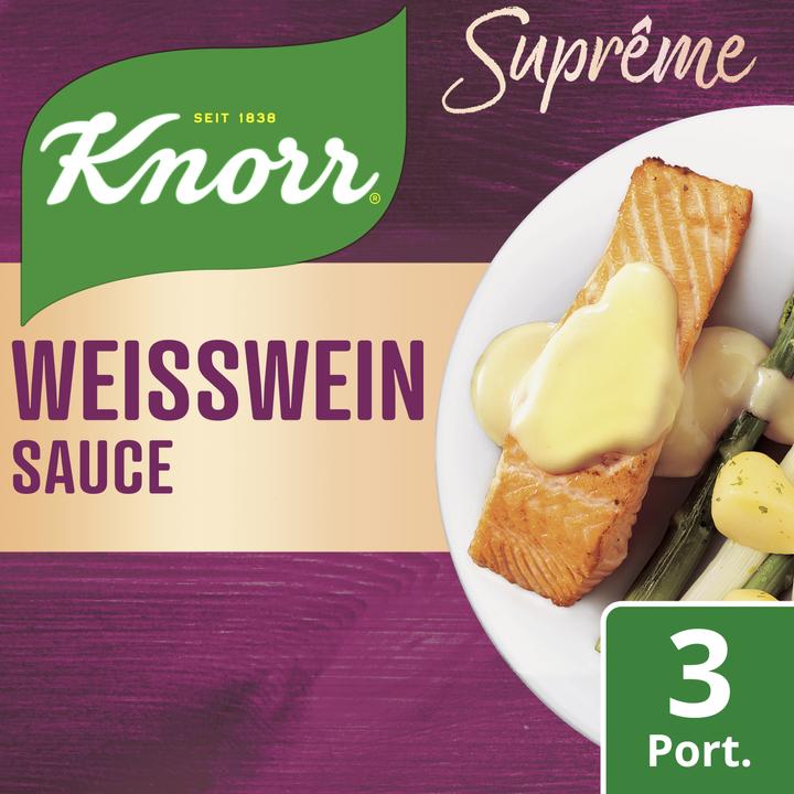 Produktbild Knorr Suprême Weisswein Zitronen Sauce Beutel, Fertigsauce für Fleisch und Gemüse (35 g)