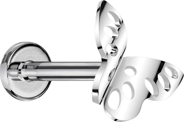 Star Piercing Micro Labret Innengewinde silber Schmetterling gelocht silber (Titan G23, ohne Messing)