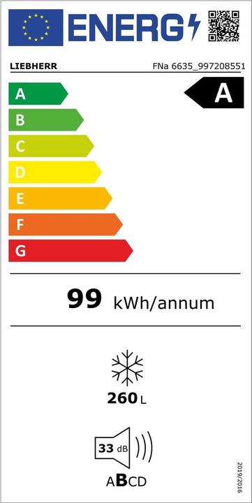 Energie-Label Liebherr FNa 6635 Plus (Freistehend, 260 l)