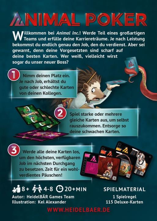 Immagine prodotto HG010 - Animal Poker, gioco di carte, per 3-5 giocatori, da 10 anni (edizione DE) (Tedesco)
