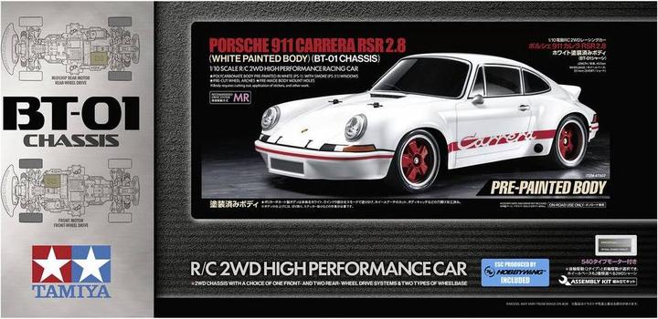 Actual product image Tamiya 1/10RC Porsche 911 Carrera RSR 2.8 (White Body Painted)BT-01 (Kit)