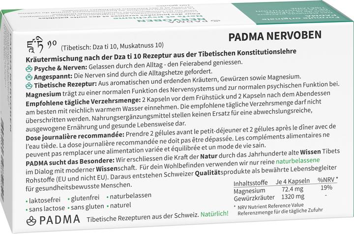 Nutritional values and ingredients Padma Nervoben (100 Piece, Capsules, 82 g)