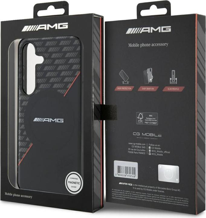Immagine prodotto Mercedes AMG Double Layer Rhombs MagSafe Case for Samsung Galaxy S25 - Black/Red (Samsung Galaxy S25)