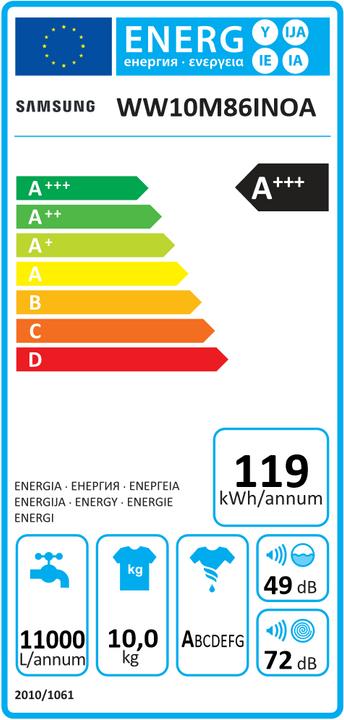 Energy Label Samsung Ww10m86inoa/Ws (10 kg, Left)