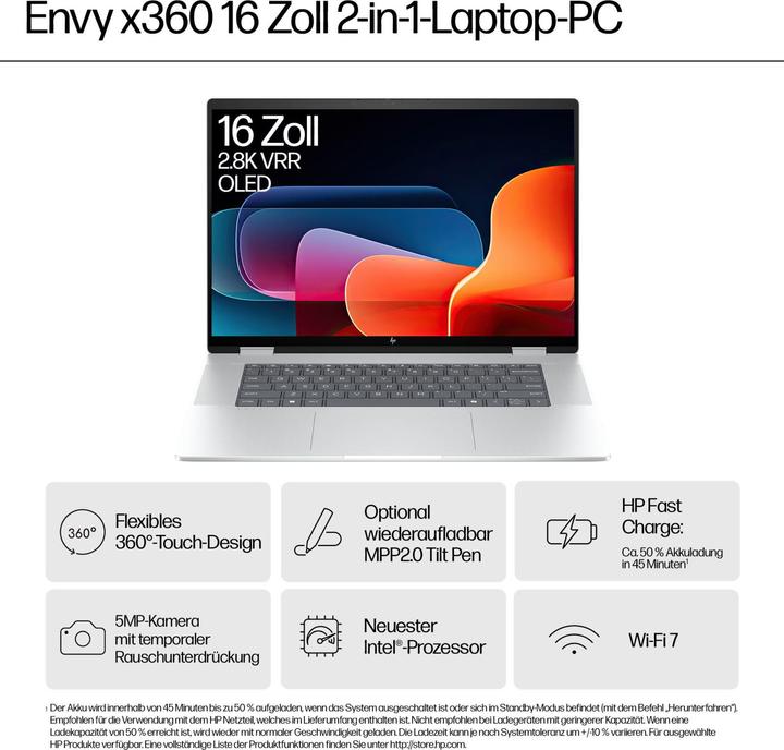 Actual product image HP ENVY x360 16-ac0156ng 16.0" WUXGA IPS Touch, Intel Core Ultra 5 125H, 16GB RAM, 512GB SSD, Window (16", Intel Core Ultra 5 125U, 16 GB, 512 GB, DE)