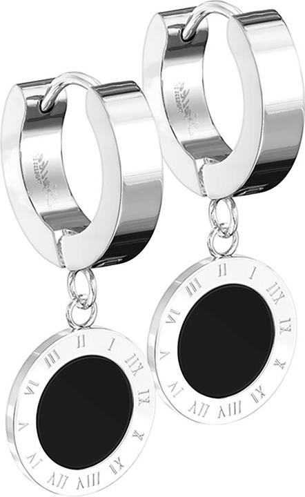 Star Piercing Ohrring zum Klappen silber Anhänger rund Römische Ziffer (ohne Messing, Chirurgenstahl 316L)