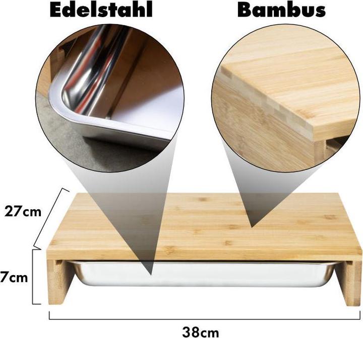 Produktbild Hermex Küchenbrett Schneidematte Holzbrett Schneidebrett Arbeitsbrett