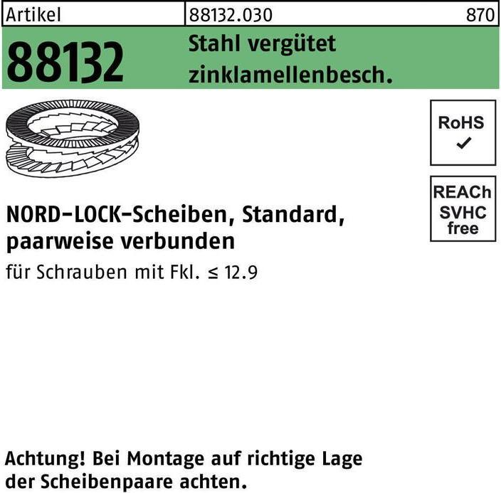 Produktbild Nord-Lock Unterlegscheibe R 88132 geklebt NL 12 Stahl vergütet zinklamellenbeschichtet (M12)
